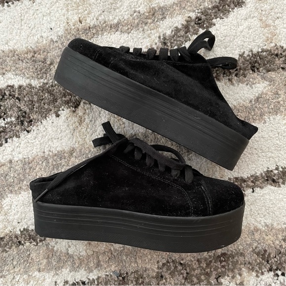 JC Play by Jeffery Campbell Black Suede Slip On Platform Shoe